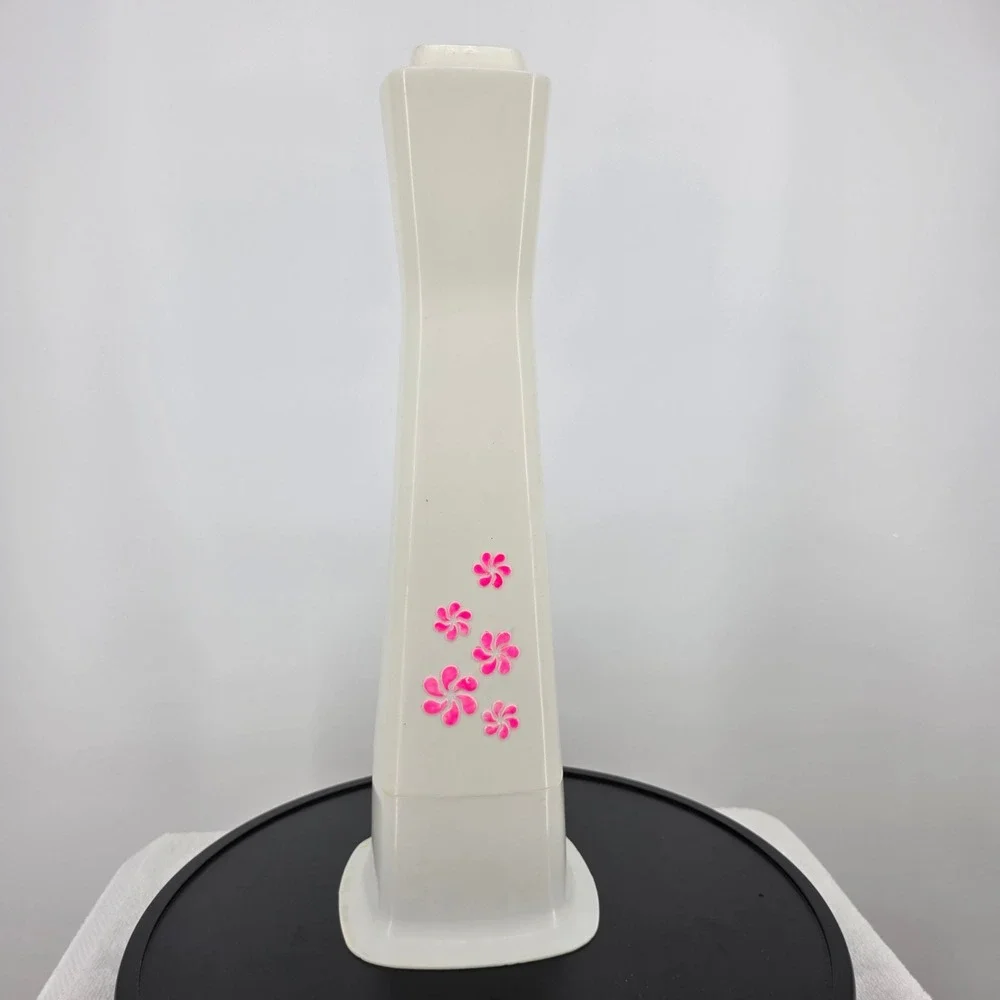 Vintage Rubbermaid Party Plan Plastic Toilet Brush Caddy Pink Floral Retro Decor